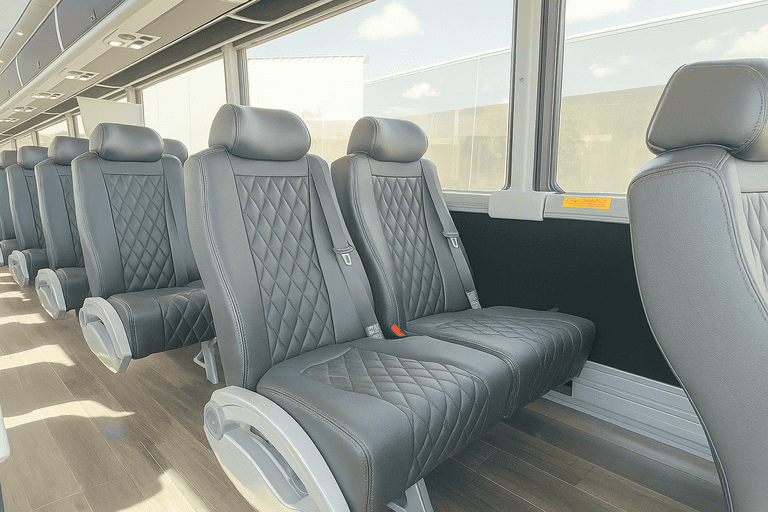 interior of Atlanta Shuttle Bus Rentals charter bus